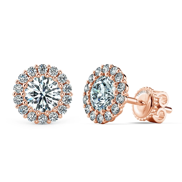 Halo Floral Earrings with Small Prong BTA2108 2